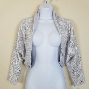 Tahari Lace Sequin Silver Shrug Women's XL New